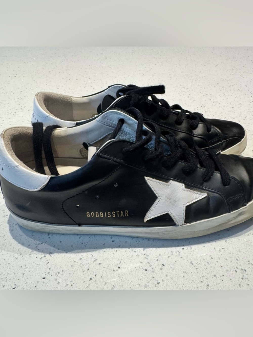 Golden Goose Black & White Superstar Leather Sneakers Size 40 US 9 - Picture 2 of 6